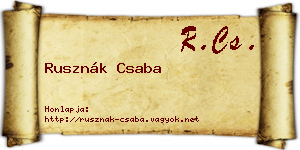 Rusznák Csaba névjegykártya